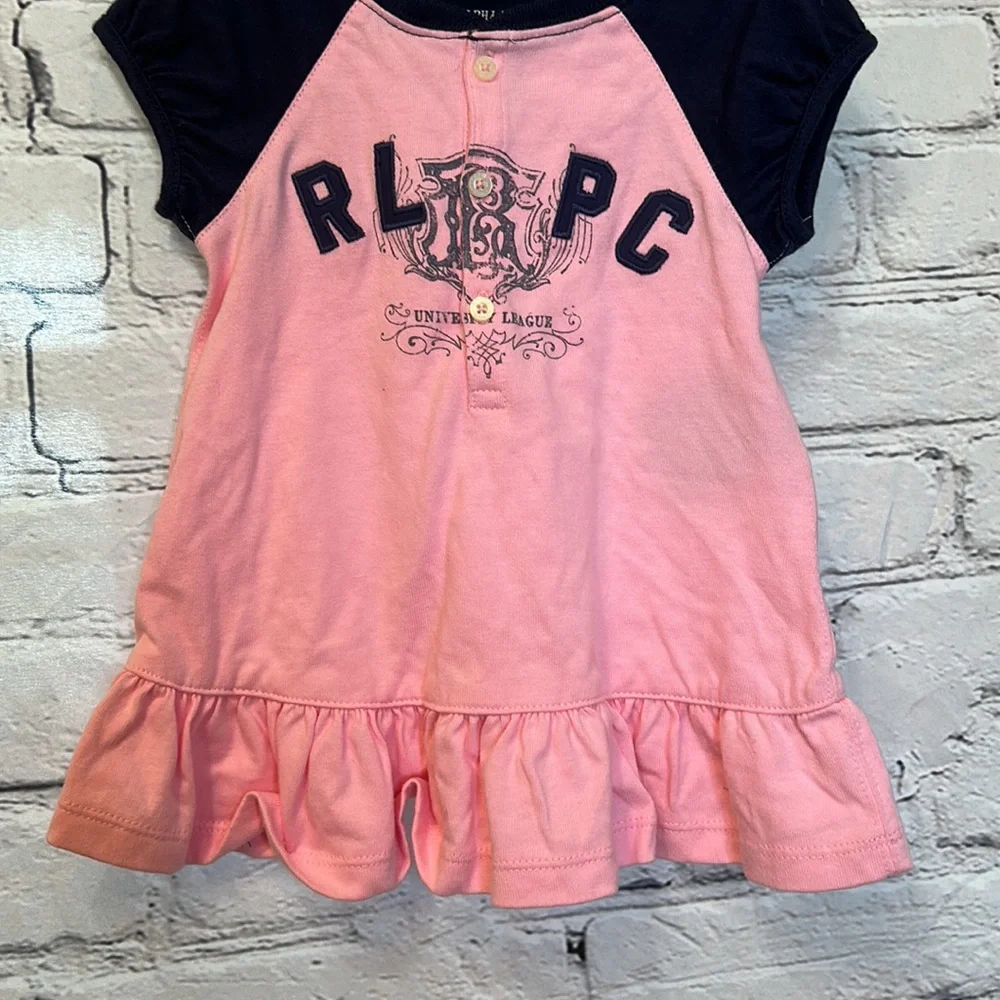 Ralph Lauren Pink & Blue Girl’s Dress Size 9 Months Like New Condition